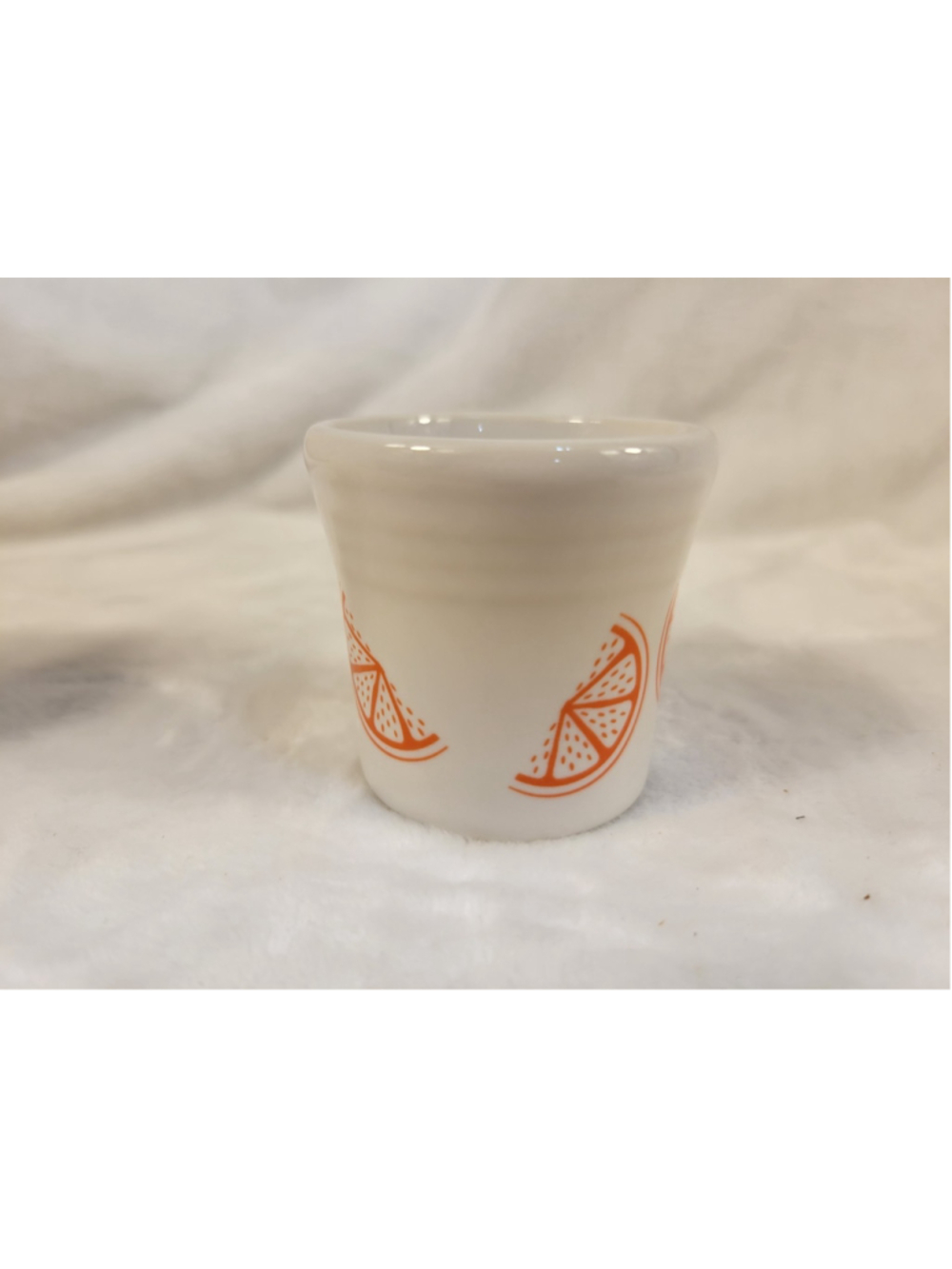 Fiesta Poppy Citrus Orange on White Shot Glass FTCCO Exclusive Fruit Slice